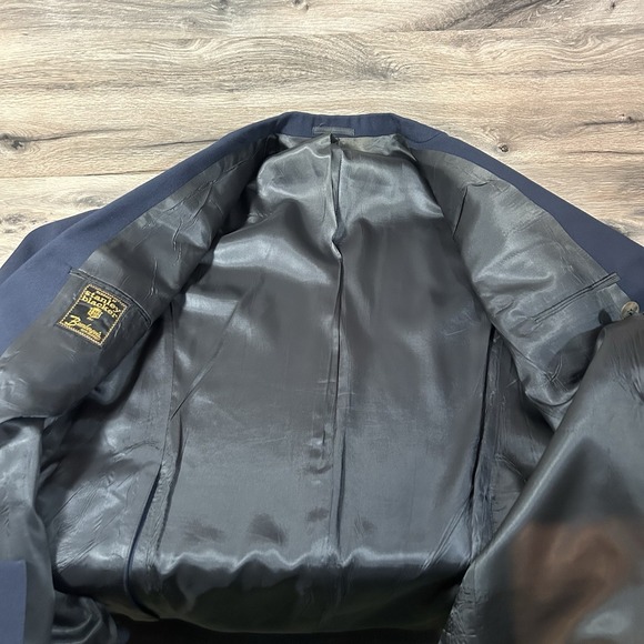 Stanley Blacker navy blue wool Blazer gold button sport jacket 42R - Picture 7 of 12